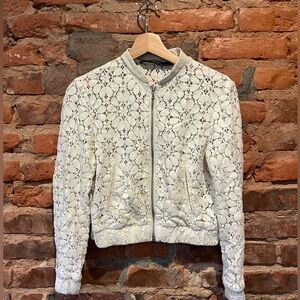 ZARA White Cropped Lacework Jacket - Size S